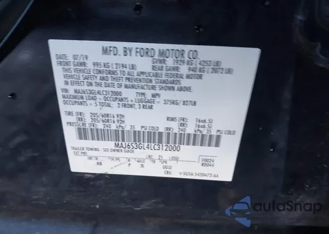 2020 Ford Ecosport Se z USA, uszkodzony, nr VIN MAJ6S3GL4LC312000